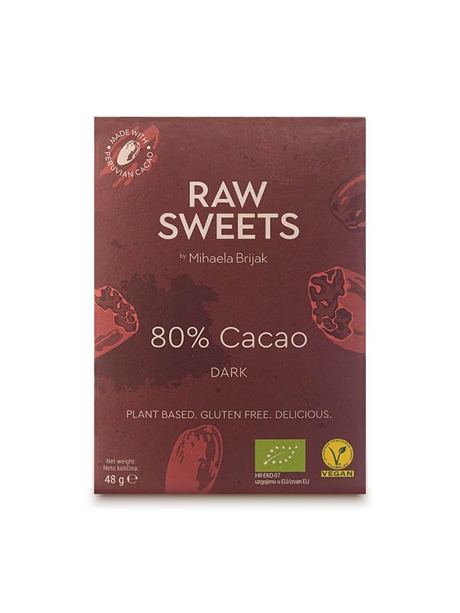 Raw Cacao bar 80% 48 g - Raw Sweets by Mihaela Brijak