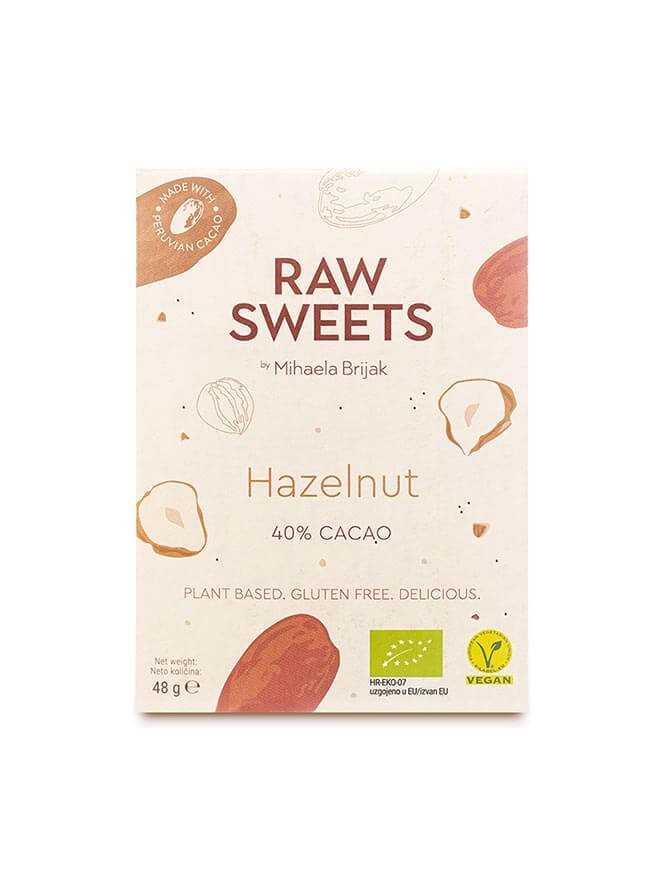 Raw Cacao bar Hazelnut 48 g - Raw Sweets by Mihaela Brijak