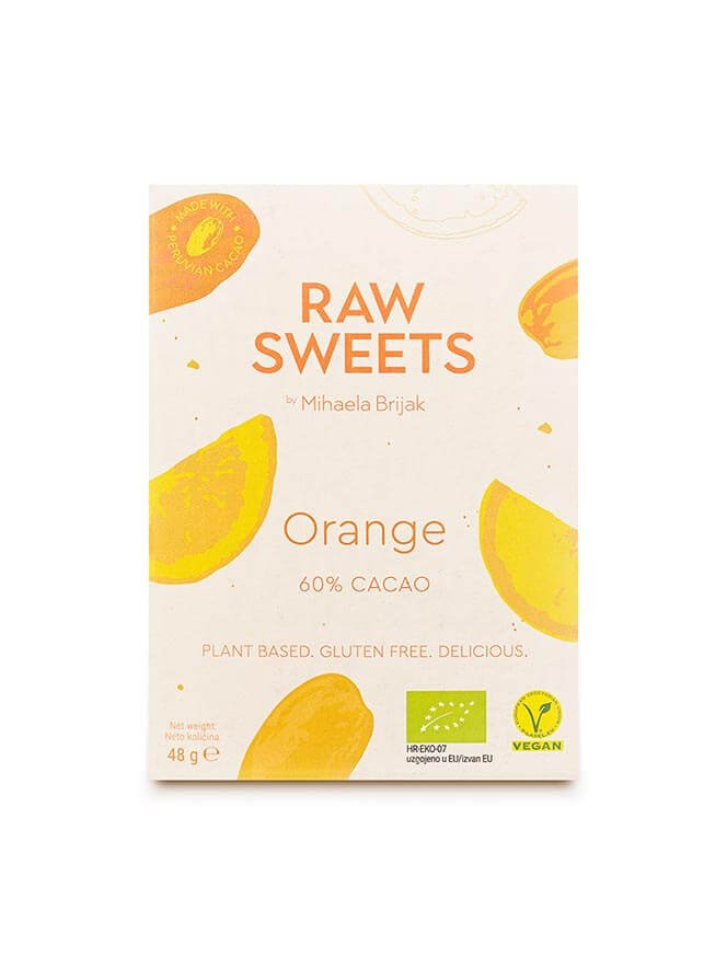 Raw Cacao bar Orange 48 g - Raw Sweets by Mihaela Brijak
